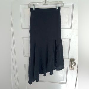 Abercrombie & Fitch Black Asymmetrical Midi Skirt with Slit (XS)